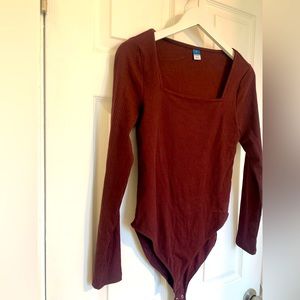Burgundy long sleeve bodysuit